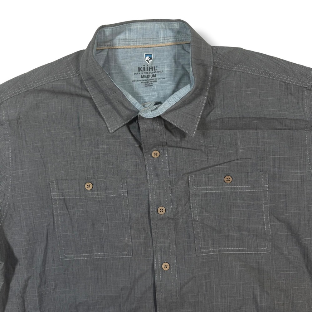 KUHL Karib Shirt Mens Shirt Medium Grey Short Sleeve Gorpcore Hiking 7259